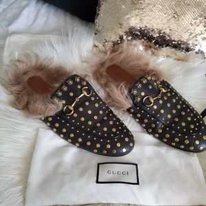 Gucci Mules with gold studs!